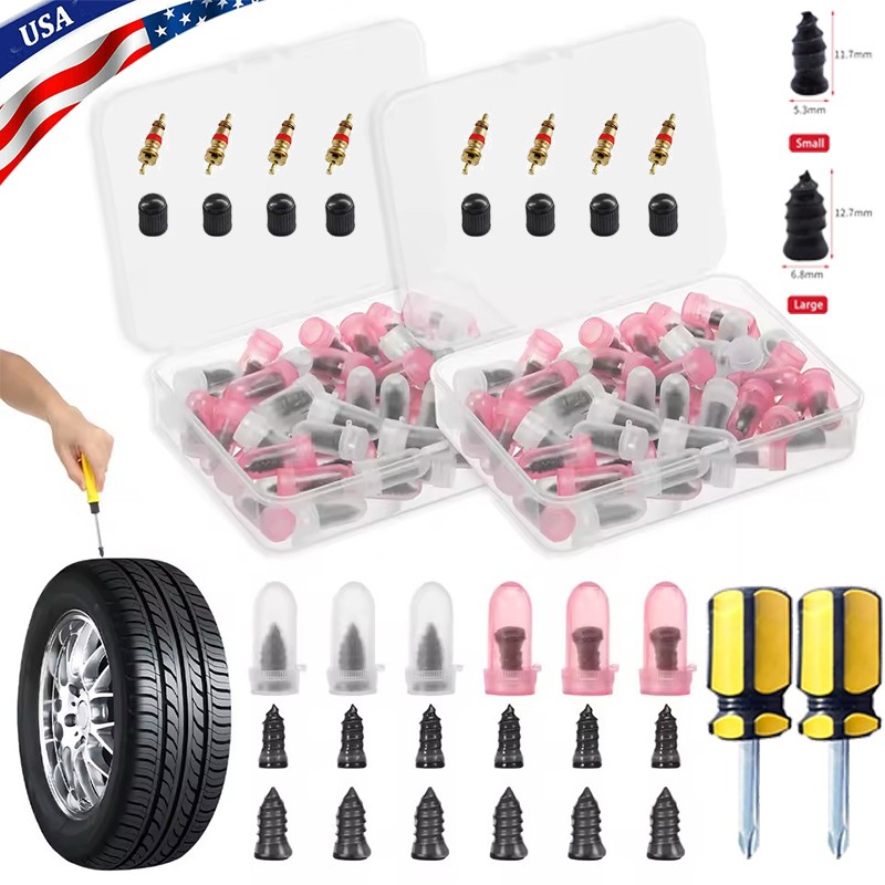 40X Tire Vacuum Repair Screw Rubber Nail Plug Car Tyre Puncture Repair Kit US