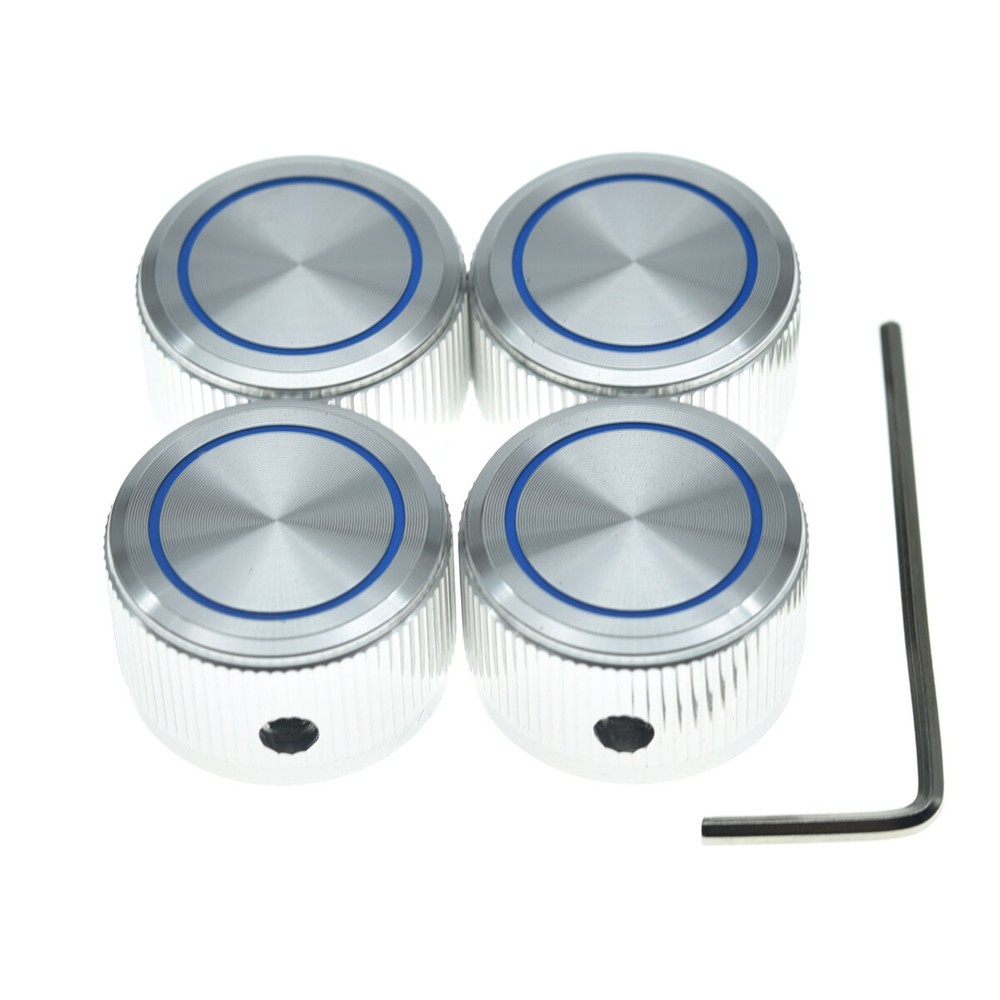 4pcs 63/64"(25mm)Diam. Aluminium Pot Knobs 1/4" Pot Knobs with Blue Circle