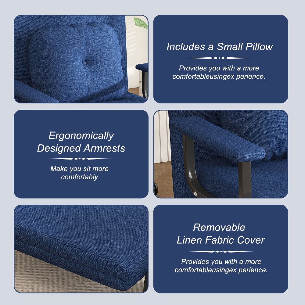 3-in-1 Folding Sofa Bed w/ Adjustable Backrest - Space-Saving Sleeper Blue