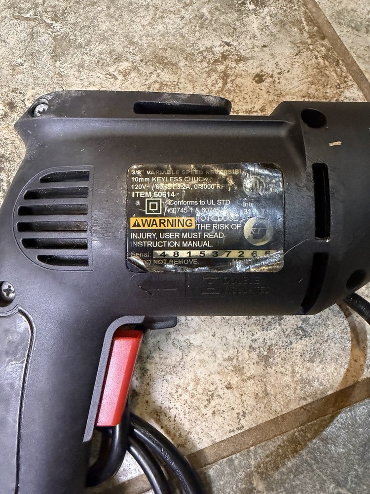 DRILL MASTER 3/8" VARIABLE SPEED REVERSIBLE CORDED DRILL 60614