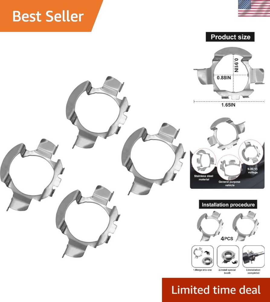 Effortless H7 LED Headlamp Installation with  Adapter Retainers - 2 Pack