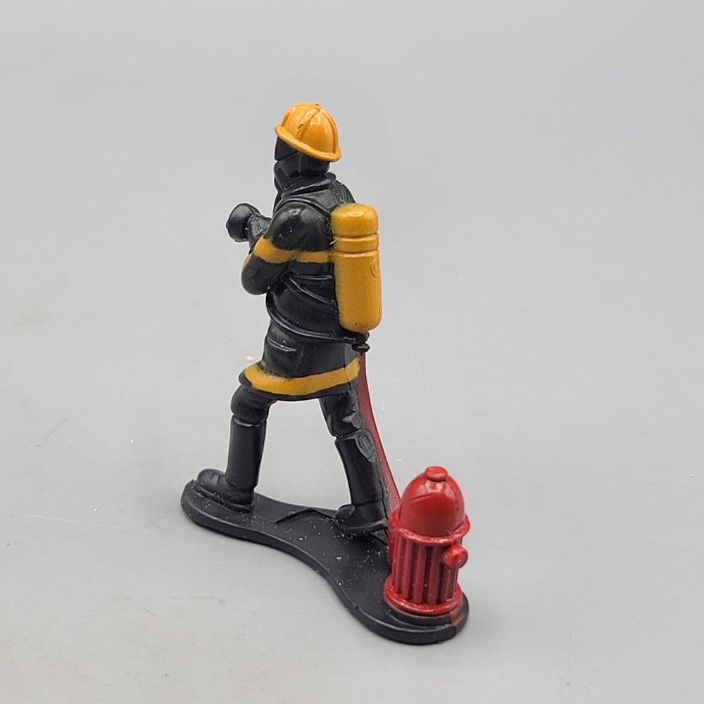 Vintage Fireman Figurines Black Plastic Fire Hydrant