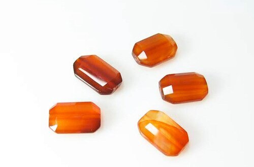 Faceted Carnelian Agate 12x18mm Rectangular Beads | 5 Beads |