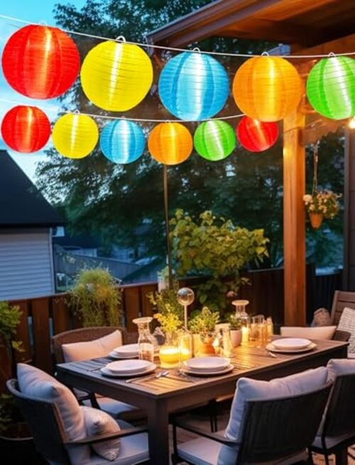G40 LED Outdoor Lantern String Lights, 27.5FT Patio String Lights Multicolor