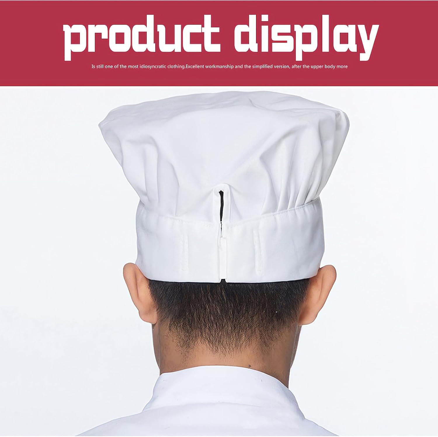 Hib White Cotton Chef Hat Adjustable Elastic Band Adults