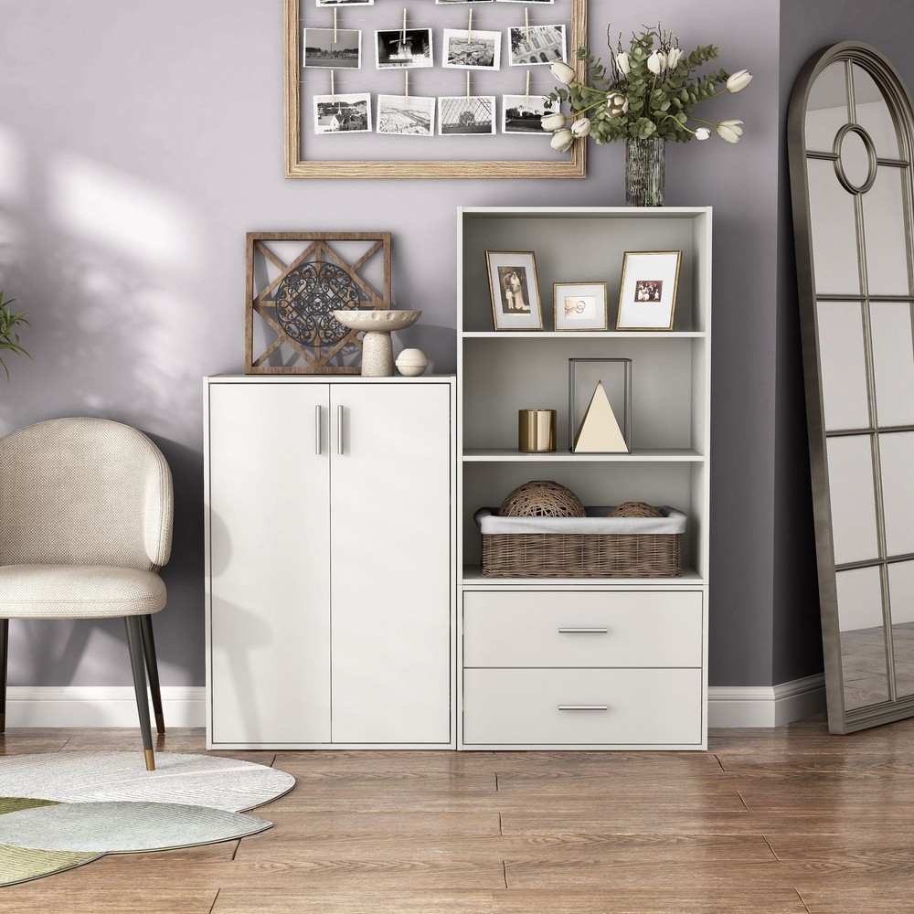 Brooks Stackable 3-Tier Wood White Bookcase
