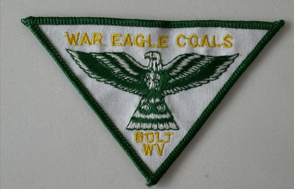 "War Eagle Coals" Bolt WV Coal Mining Triangle Patch and Stickers RARE
