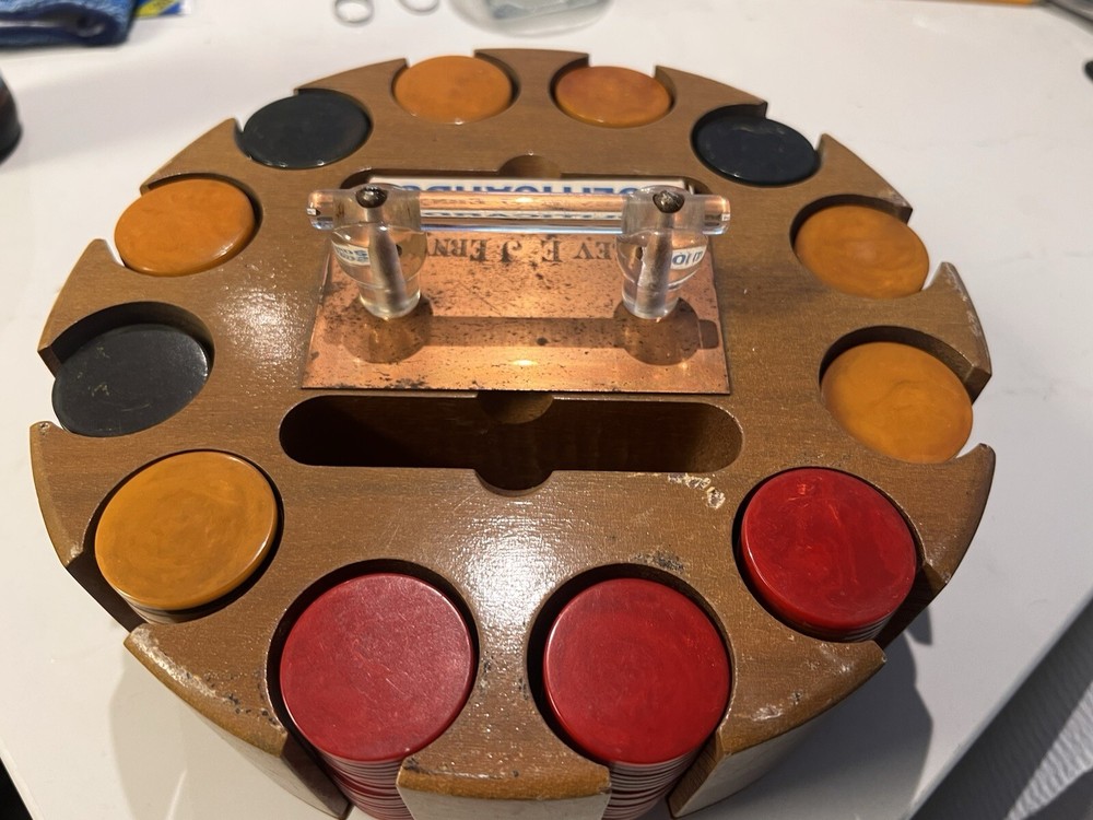 Vintage rotating caddy carrousel poker set