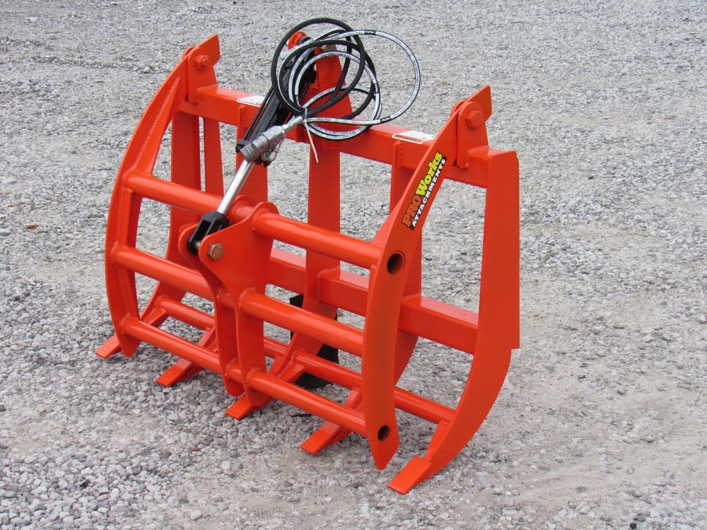 48" Root Rake Clam Grapple and 42" Long Pallet Forks Attachment ComboQuickAttach