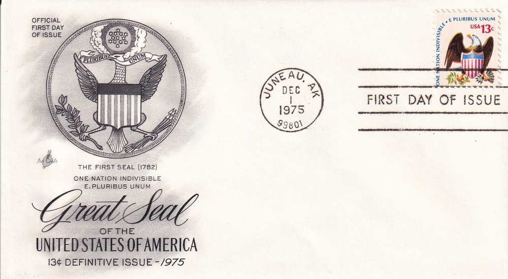 STAMP US SCOTT 1596 "Eagle & Shield" "Great Seal" 13 CENT 1975 FDC - B