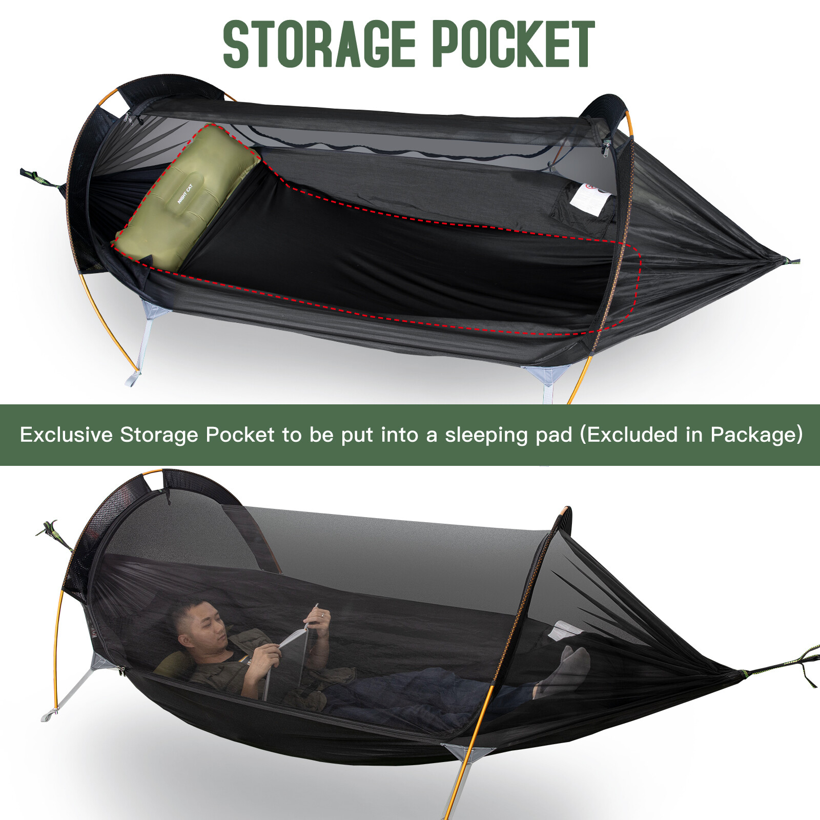 2 Person Hammock Tent With Bug Net and Rain Fly For Camping Hiking Hanging Bed