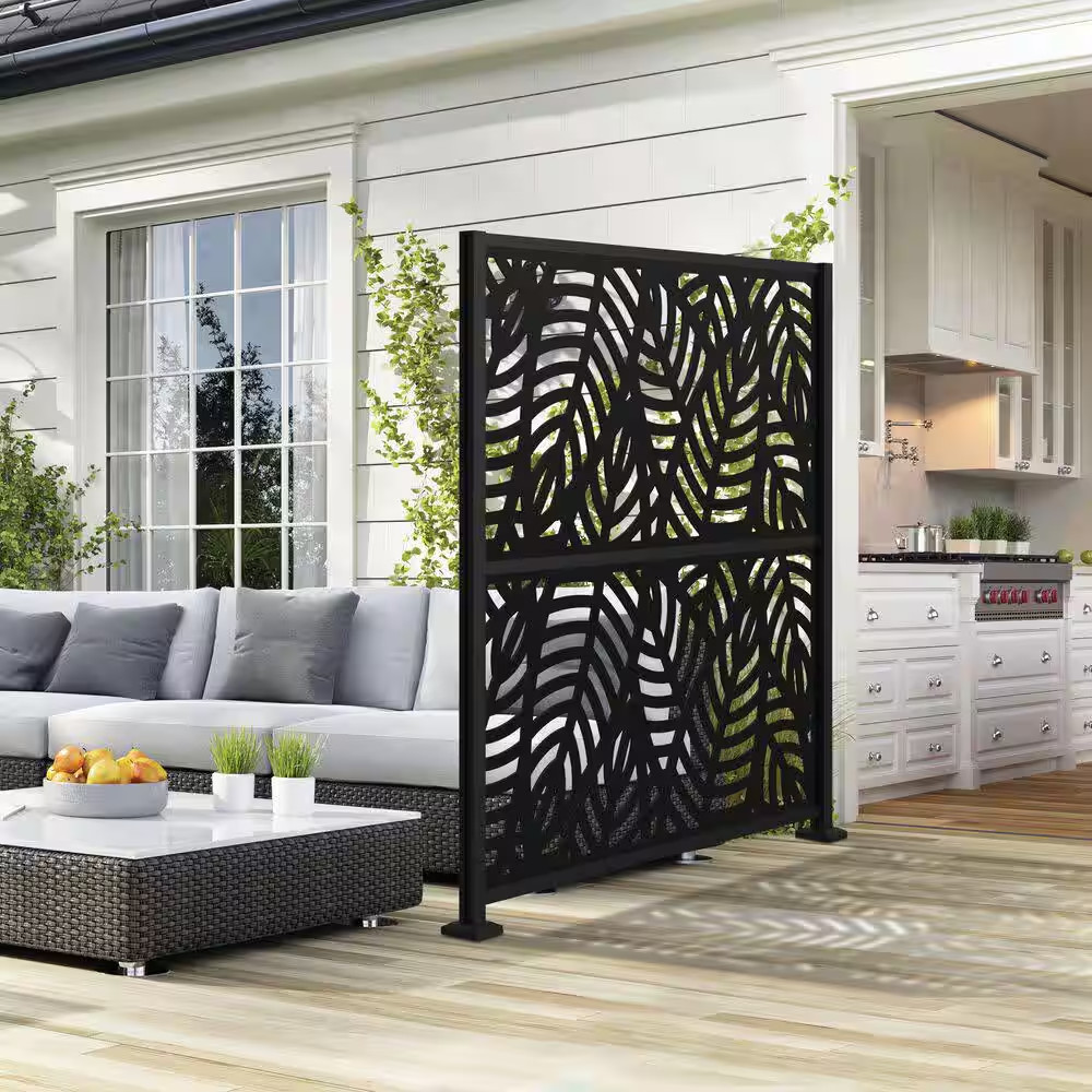3 Ft. X 6 Ft. Sanibel Black Polypropylene Decorative Screen Panel