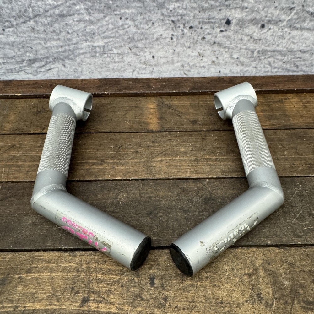 Vintage ControlTech Control Stix 90s MTB Handlebar Bar Ends Silver L-Bend Pair