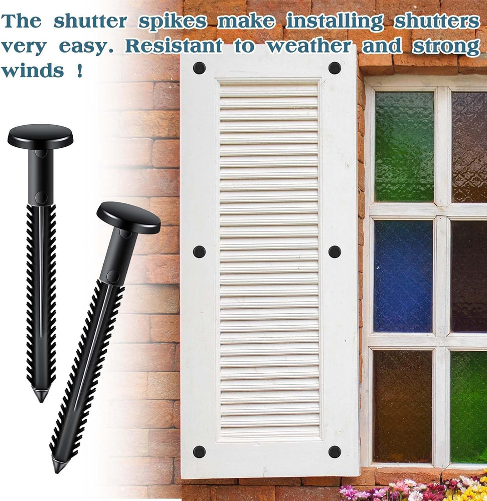 60Pcs 3 Inch Vinyl Shutter Fasteners, Black Window Shutter Panel Pegs Shutter Sc
