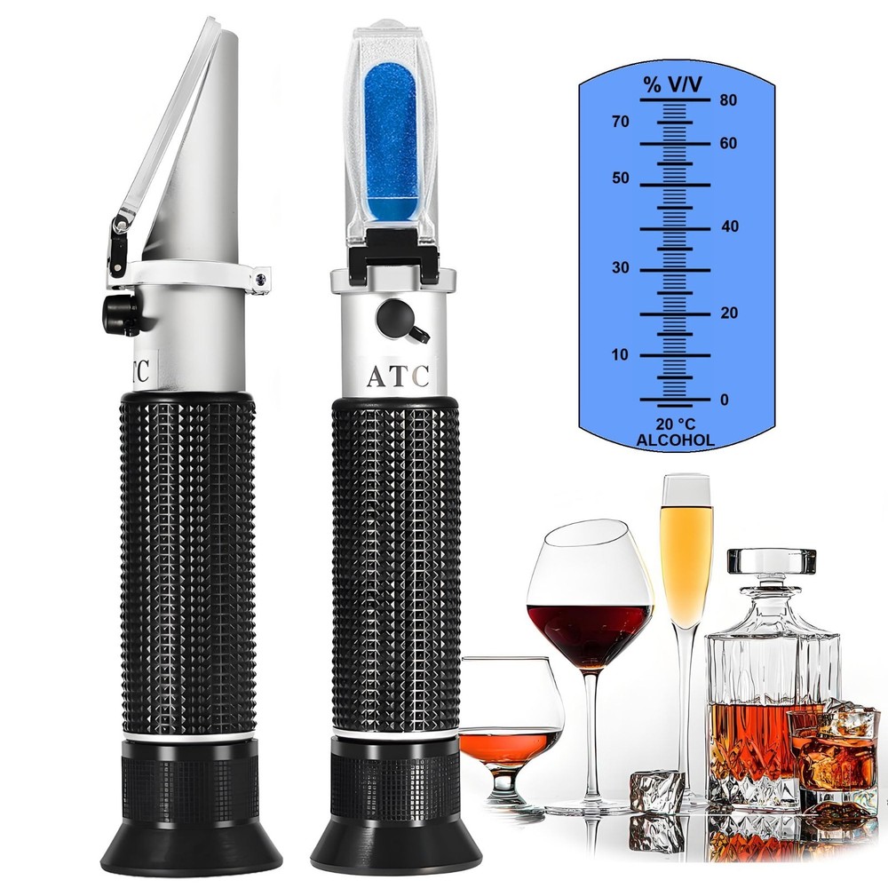 Handheld Alcohol Refractometer 0-80% Tester for Spirits, Whiskey, Brandy & Ethan