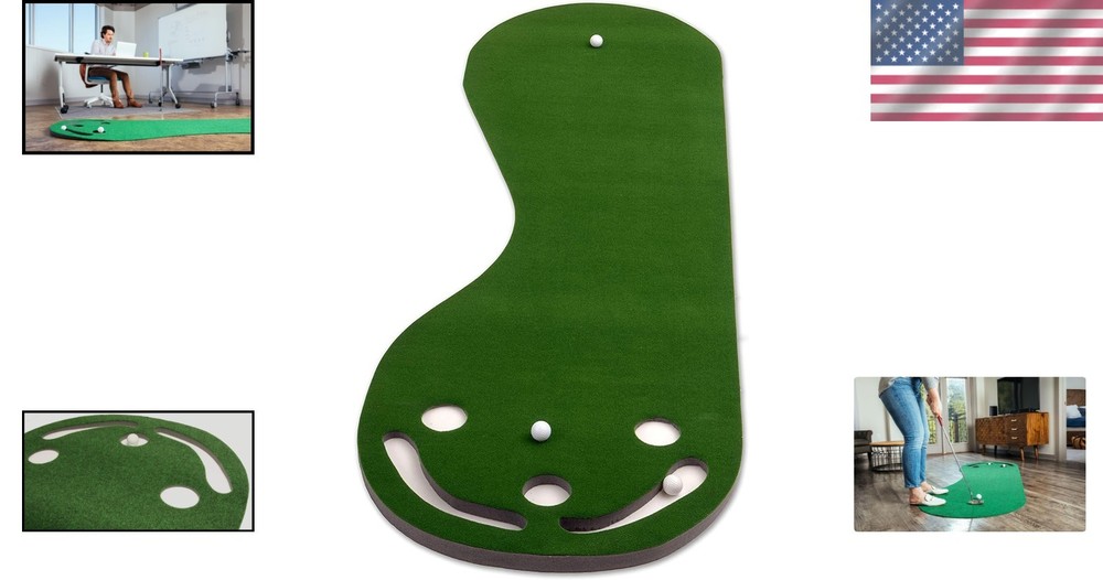 Practice Putting Mat with 3 Cups, 3' x 9'