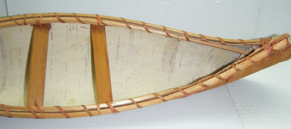 2 Vintage Hand-Made Birch Bark Canoes