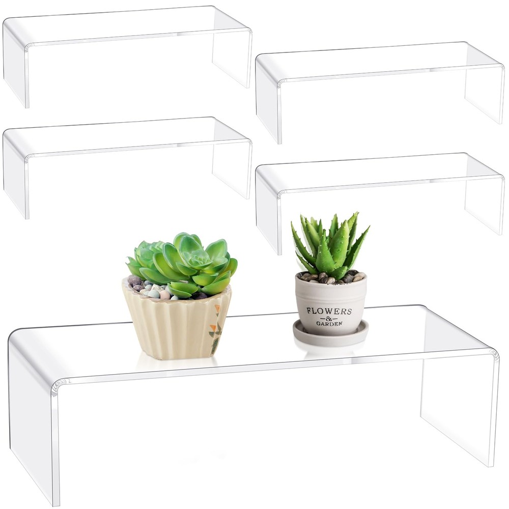 4 Pcs 12 Inch Acrylic Display Risers Rectangular Clear Cupcake Stand Holder L...
