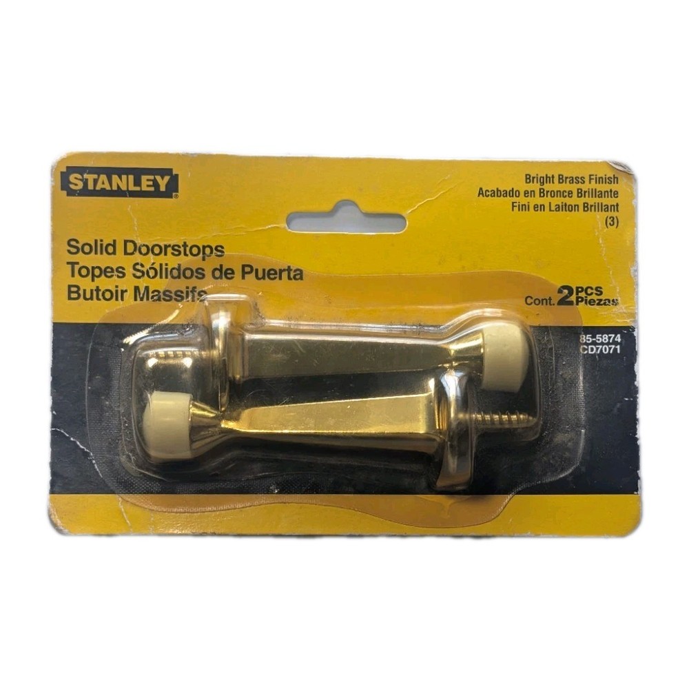 Stanley Solid Doorstops 2-Pack Bright Brass