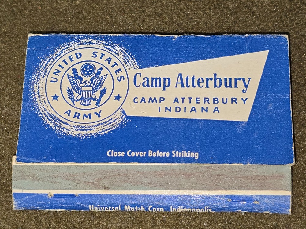 WWII US Army Camp Atterbury Matchbook EMPTY