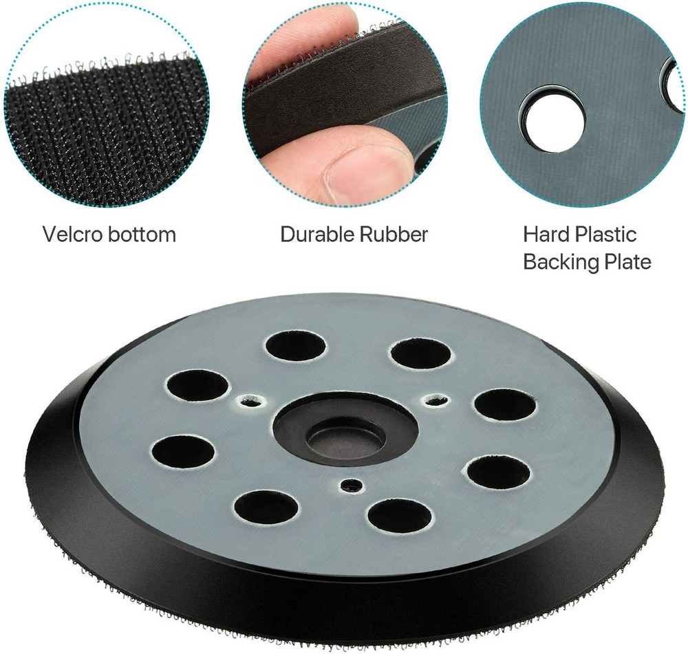 5X 5" Orbital Sander Replacement Pad Hook Loop for Dewalt, Makita, Porter Cable