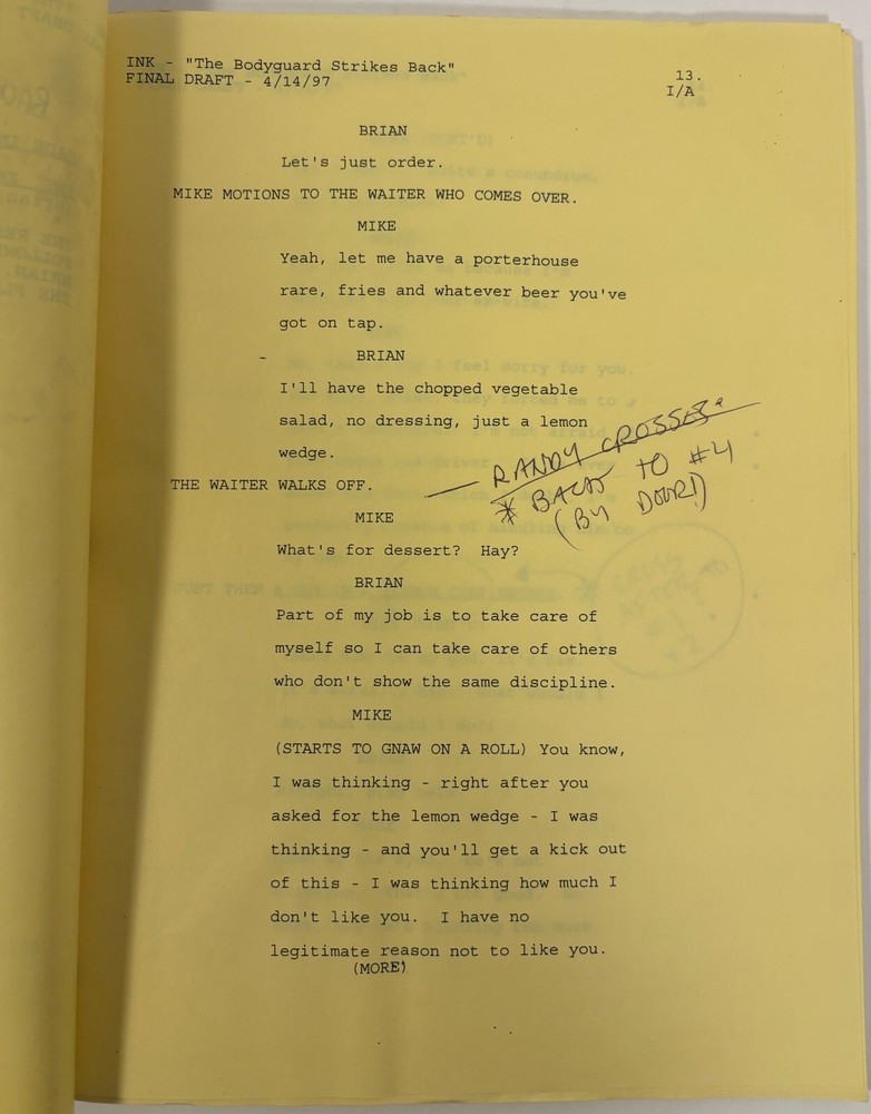 TED DANSON INK TV SCRIPT 1997 ANNOTATED “Bodyguard Strikes Back” Harry Hamlin
