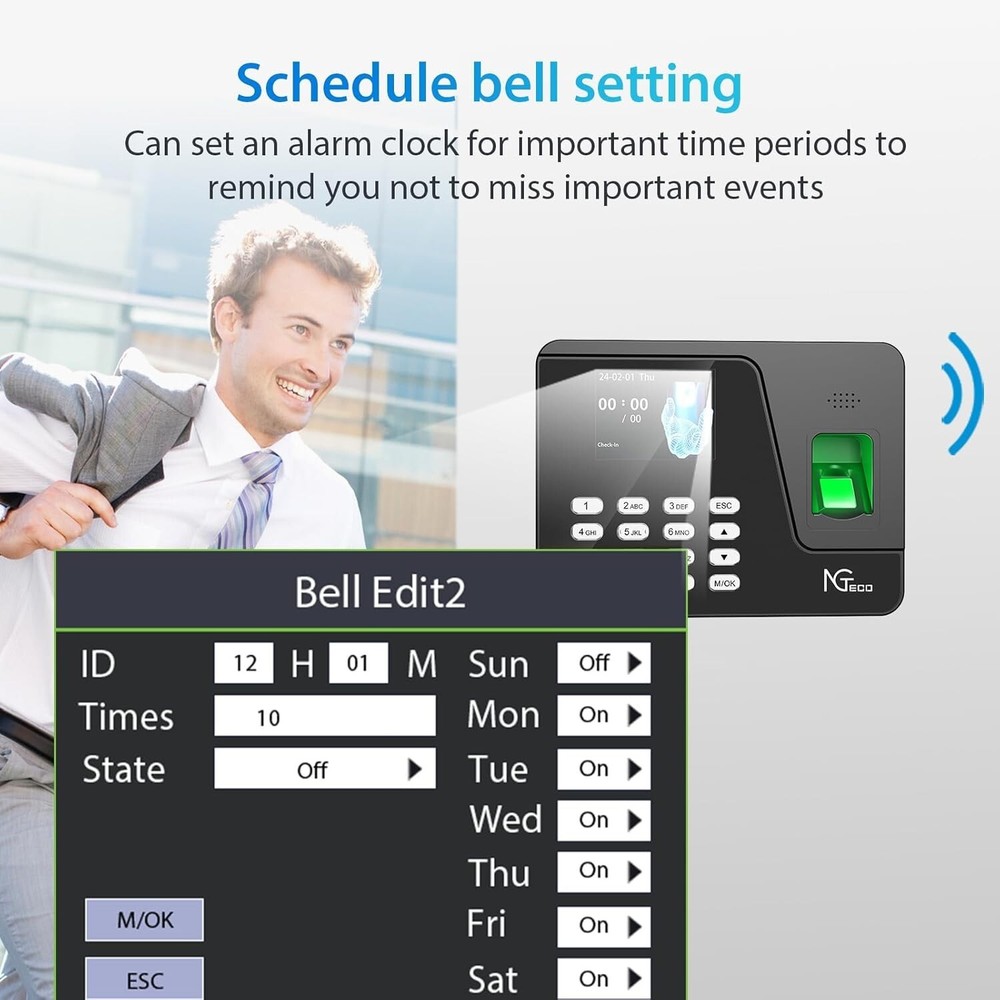 NGTeco AS10-B Standalone Time Clock Automatic Punch In Office Machine