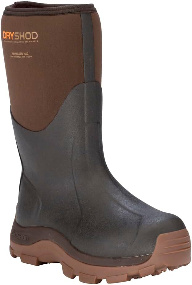 Dryshod Haymaker Mid Cut Work Boot Brown Peanut Size 9 HAY-MM-BR-9
