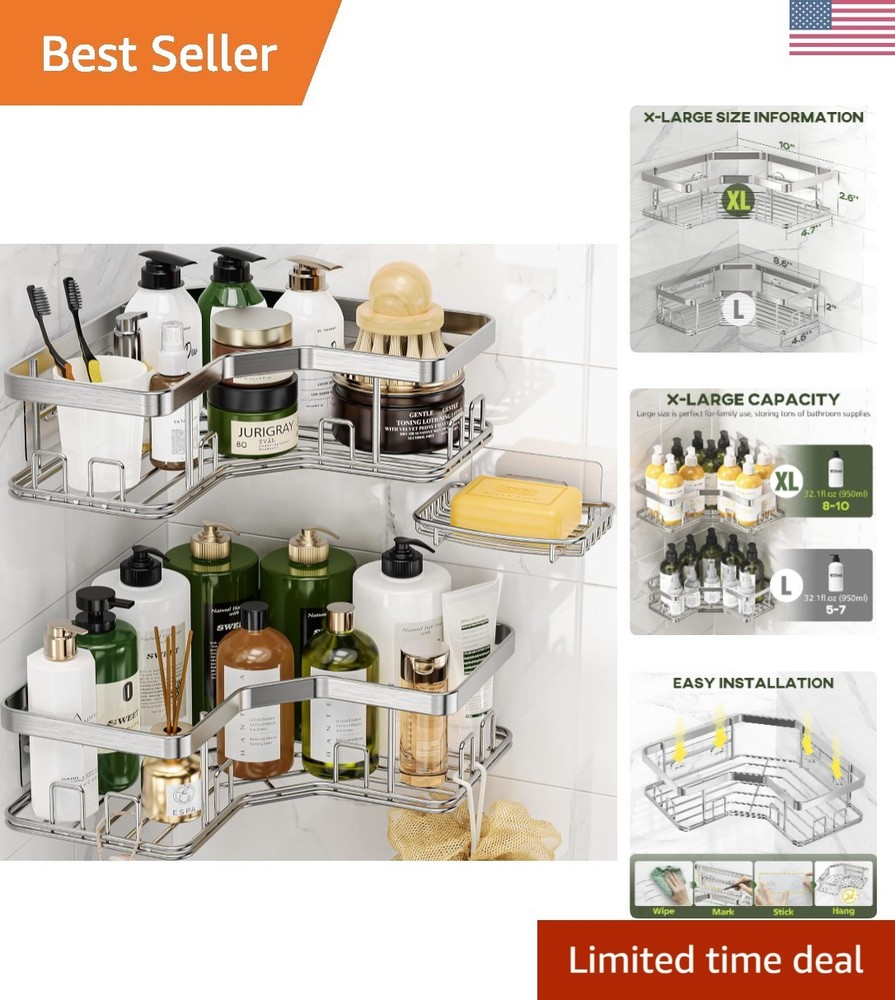 3 Pack X-Large Corner Shower Caddy with Soap Holder, Large Capacity Sturdy Ea...