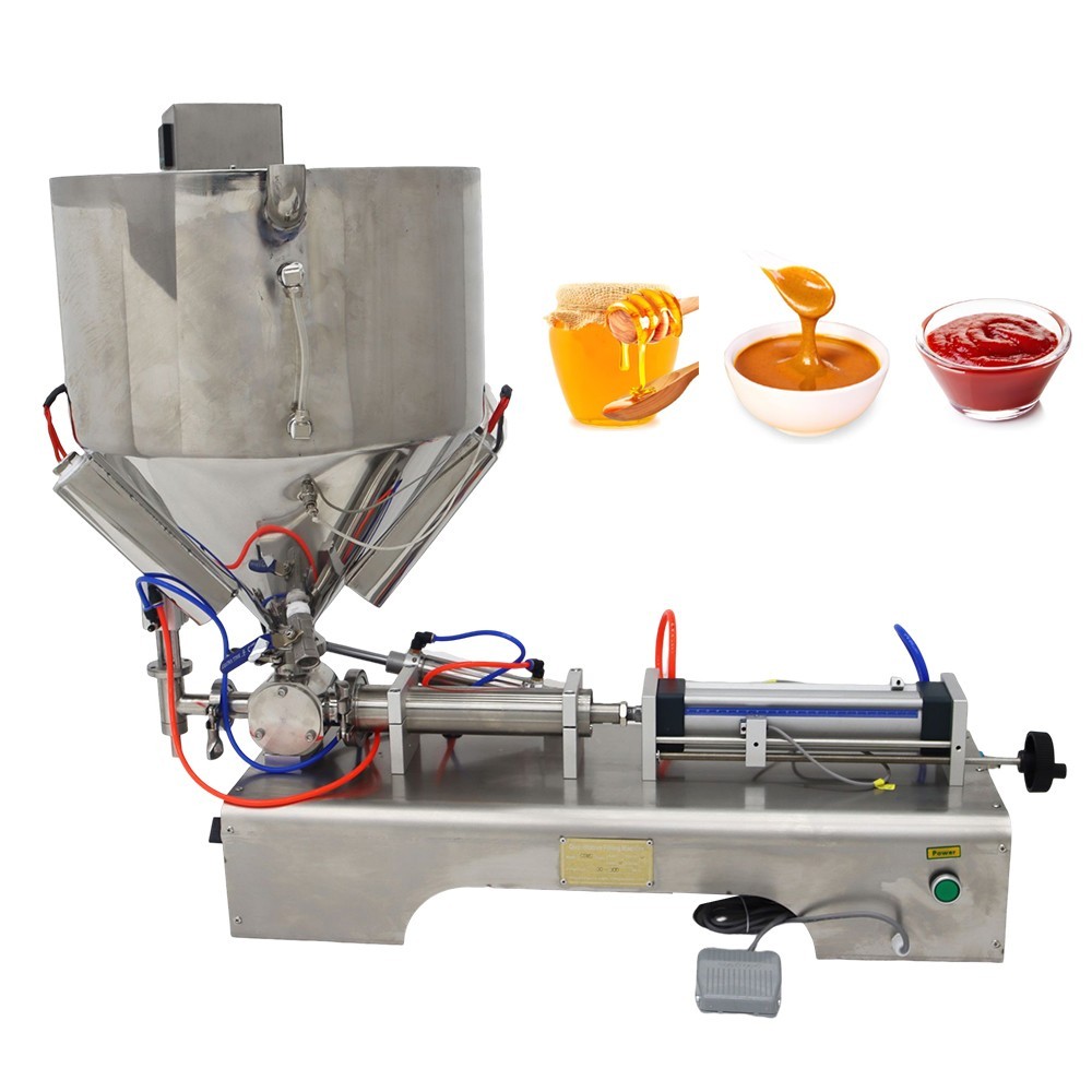 Liquid Paste Filling Machine 50-500ml Heating Hopper Piston Filler Horizontal