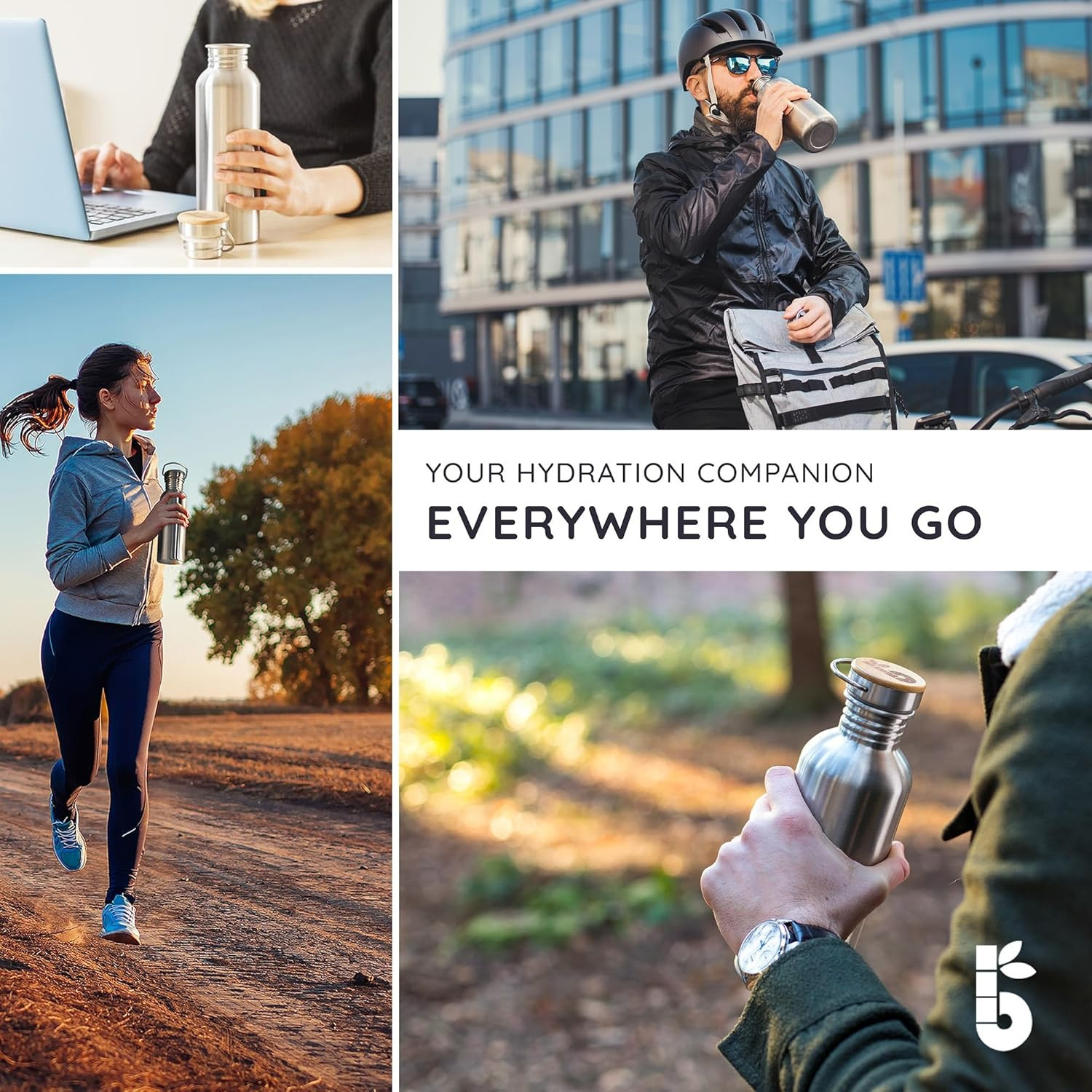 Stainless Steel Water Bottles 32 oz, Non-insulated Single Wall Metal Water Bot