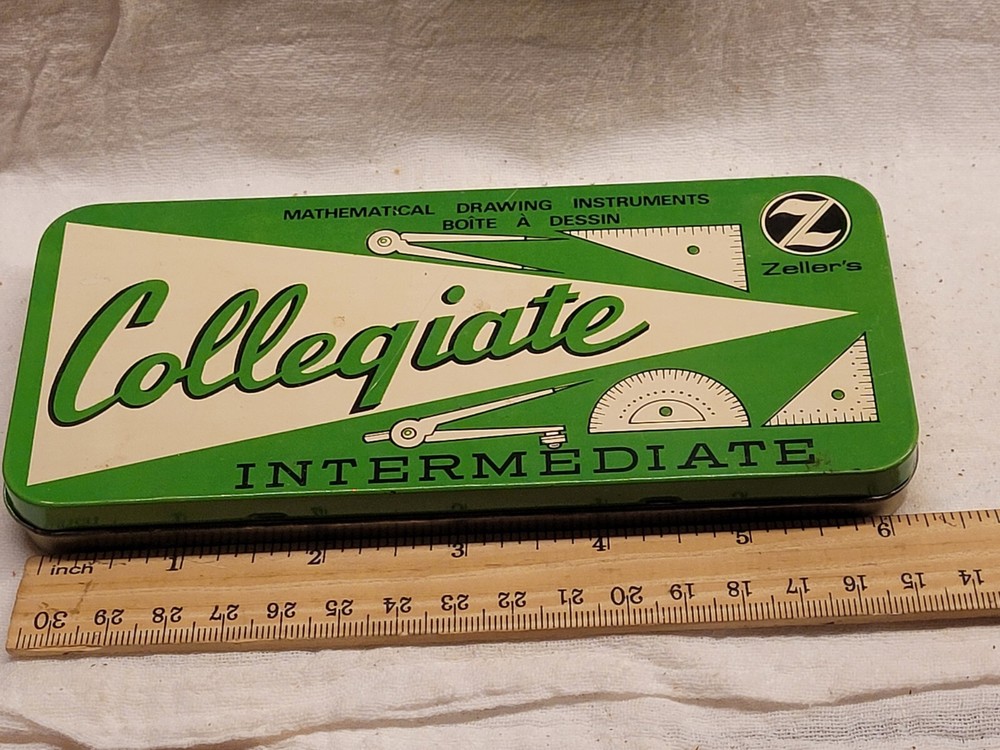COLLEGIATE INTERMEDIATE HELIX MATHEMATICAL DRAFTING INSTRUMENTS FULL SET TIN BOX