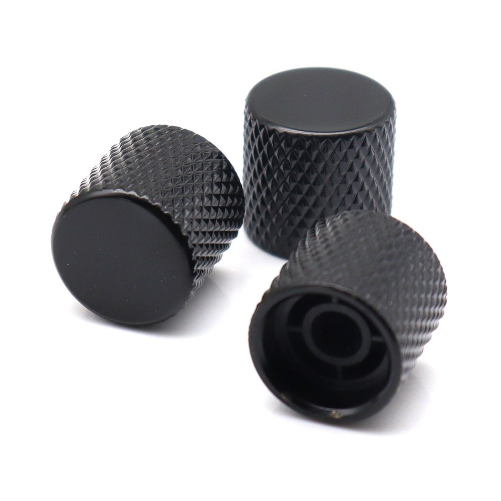 3 Pcs Metal Flat Top Electric Guitar/Bass Knobs Volume Tone Control Knobs Black