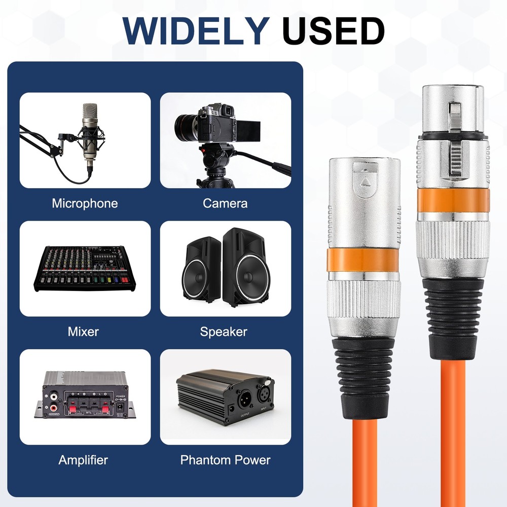 6 Pcs XLR Cables, 3 ft Microphone Cable for Live Recording Studios, Origin