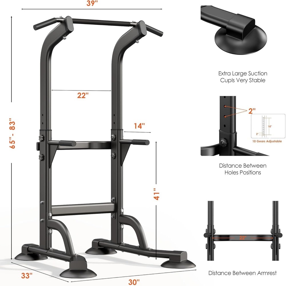 NEW Power Tower Dip Station Pull Up Bar Adjustable Height Pull Up Bar Station