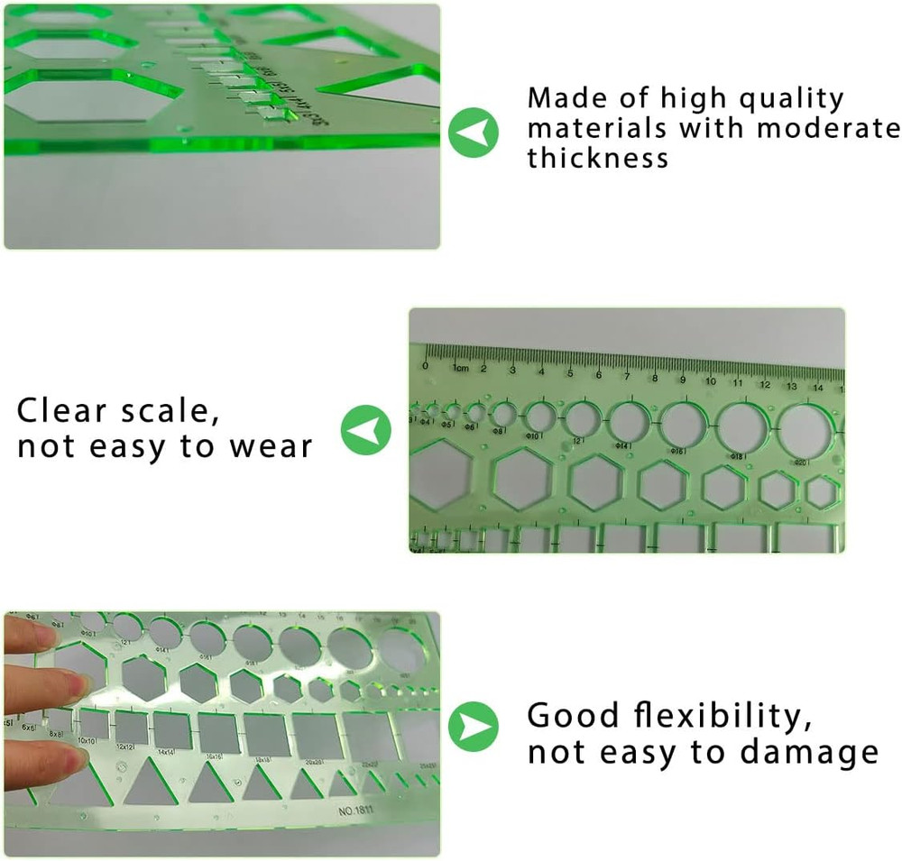 2 Pack Circle Template Stencils Geometry Drawing Ruler Drafting Measuring Tool