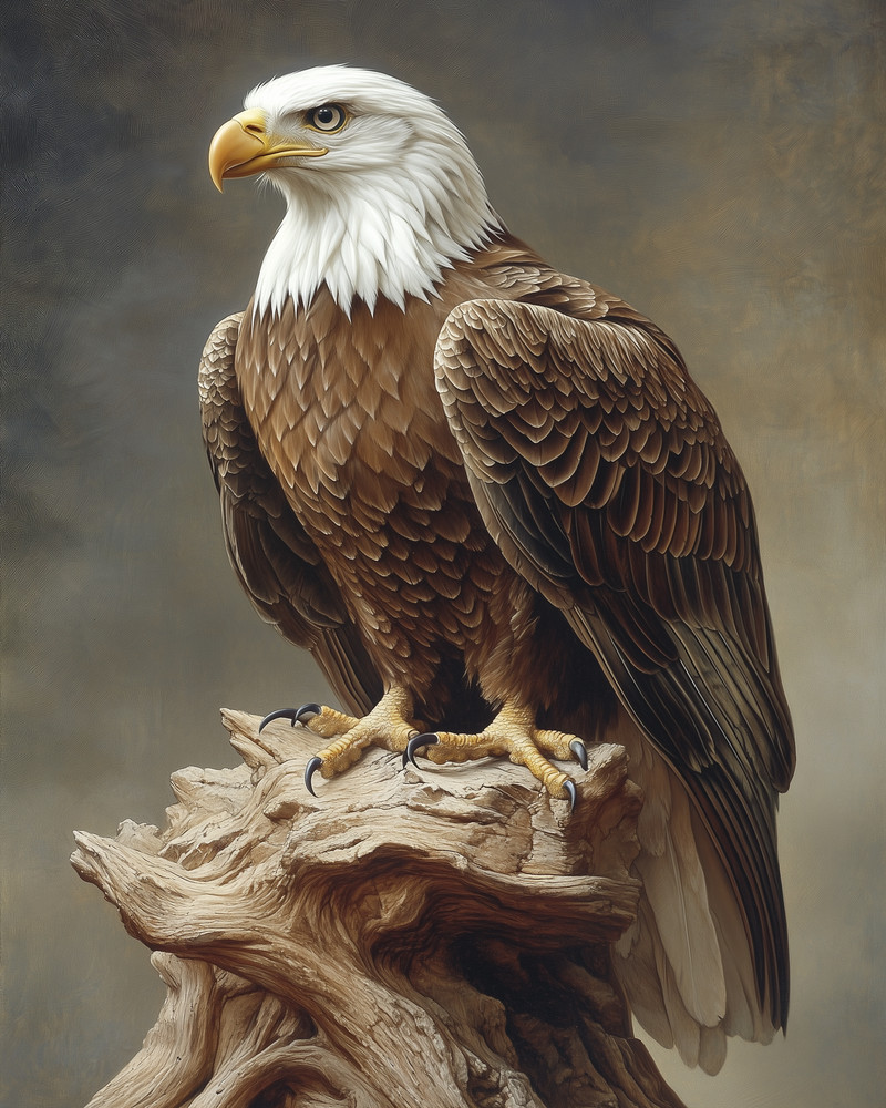8x10 Bald Eagle Perched Forest Illustration - 501481483