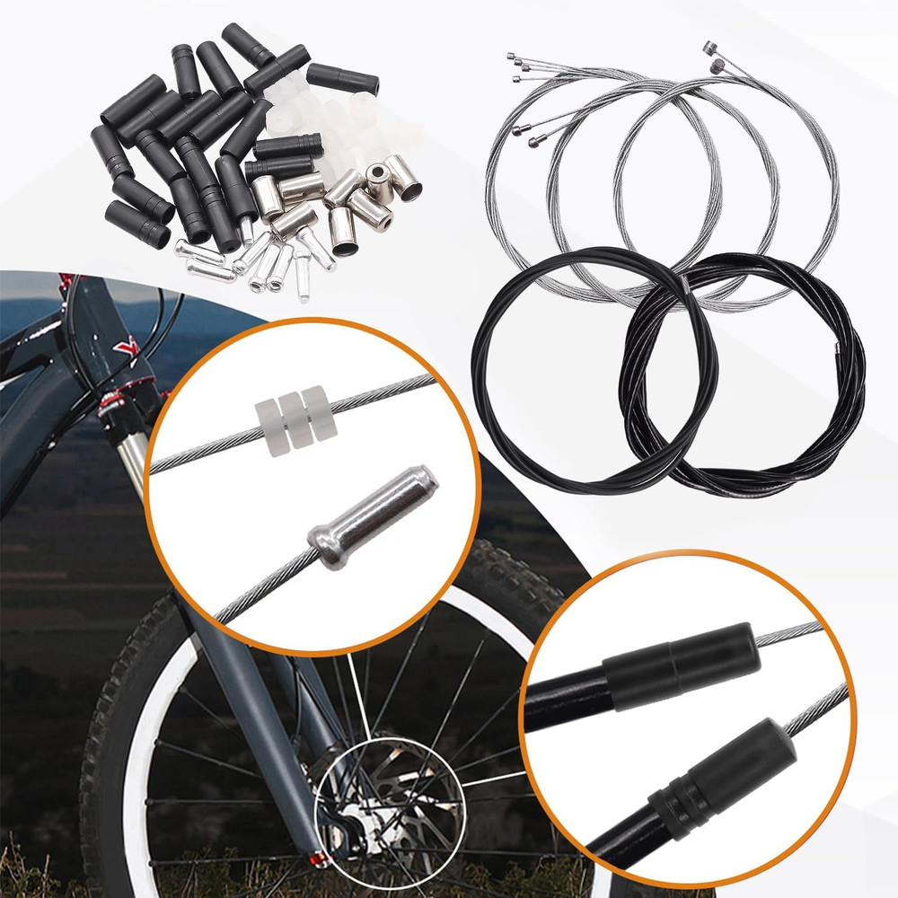 Mannk Universal Bicycle Cable Kit - Shift & Brake Cable Housing with End Caps &