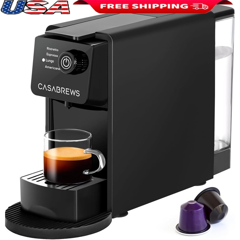Nespresso Compatible Espresso Machine W/ 20-Bar Pump 4 Brew Sizes Compact Design