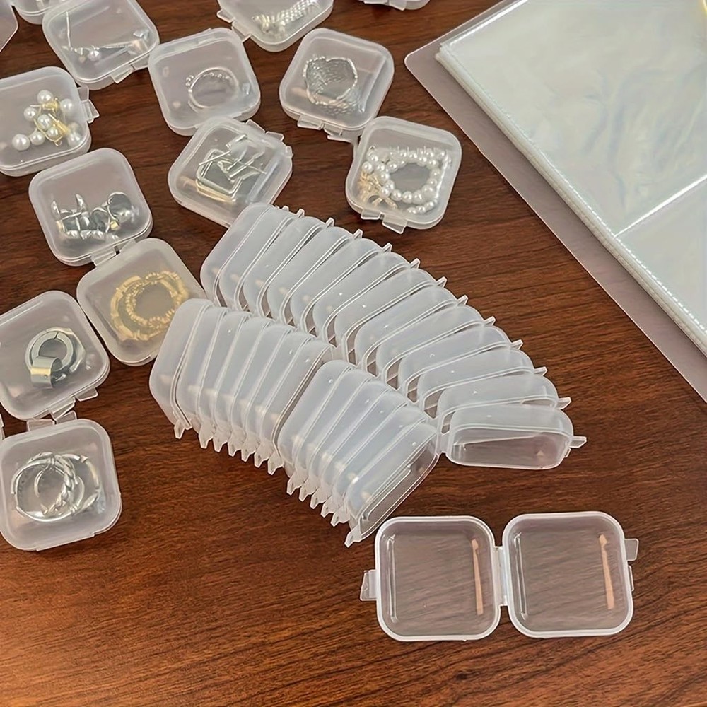 4Pcs Mini Jewelry Storage Containers, Clear Plastic Cases