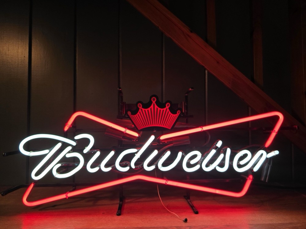 Authentic Budweiser Crown Bowtie neon bar sign