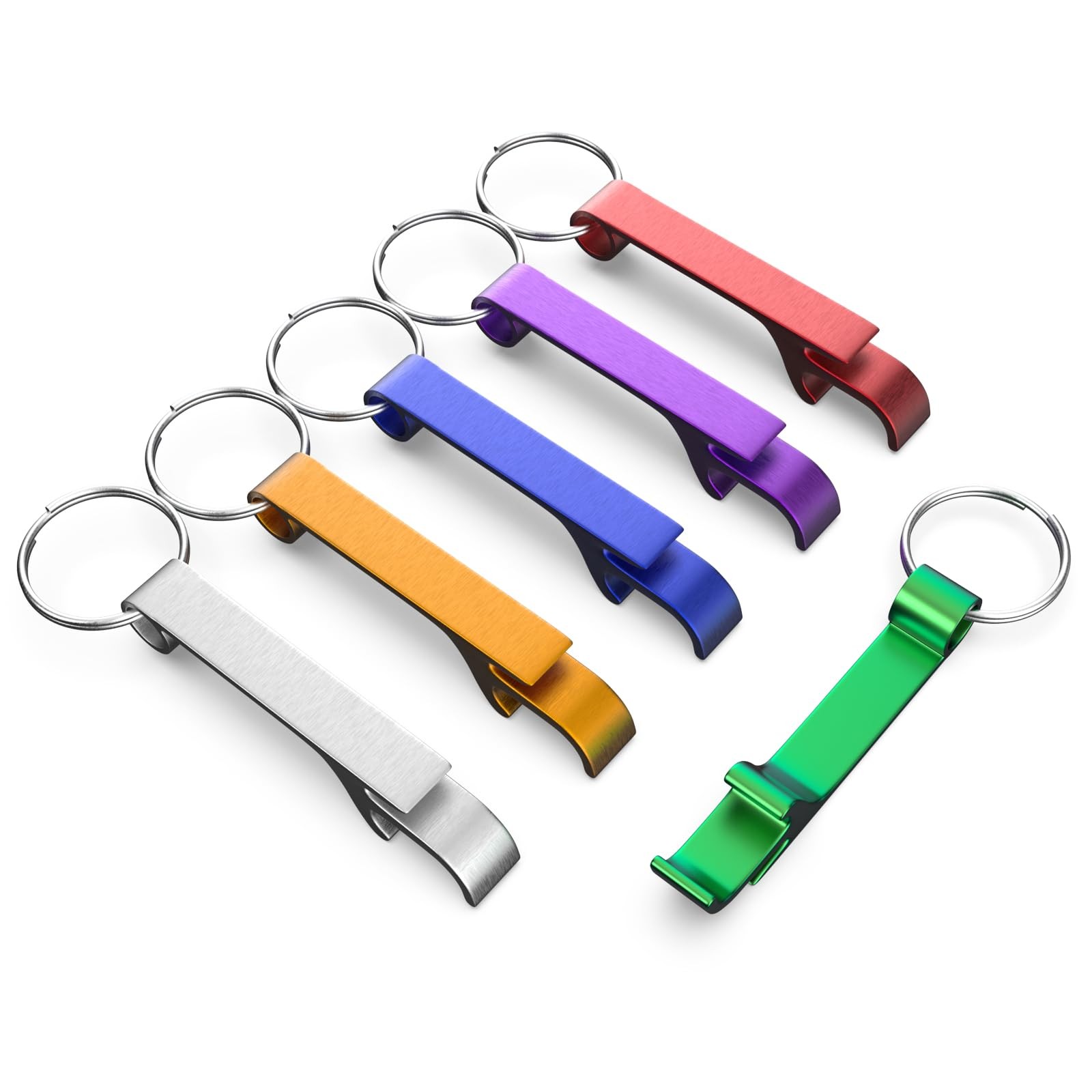 6 Pack Bottle Opener Keychain Set, Colorful Aluminum Alloy Beer medium, Red
