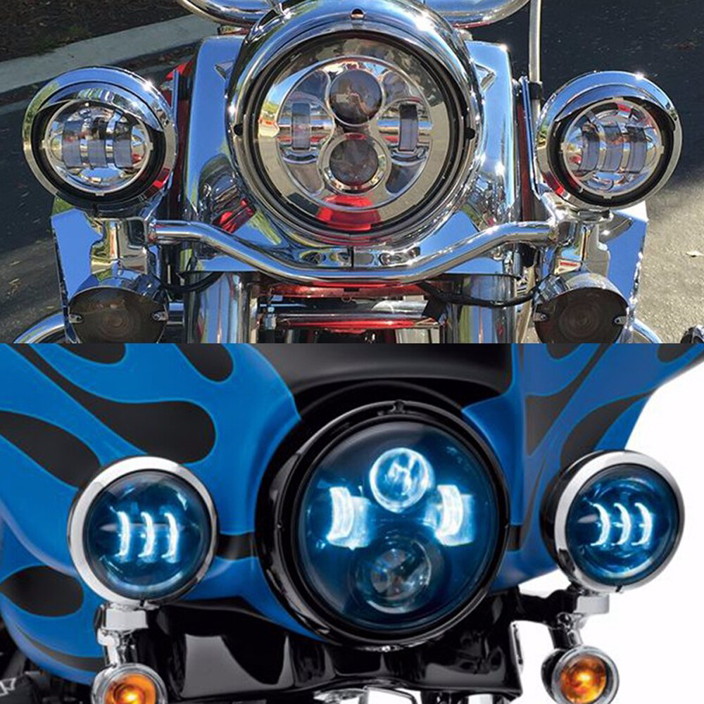 2x Motorcycle 4.5" Inch Fog Light Passing Spot Lights Chrome Housing For Harley