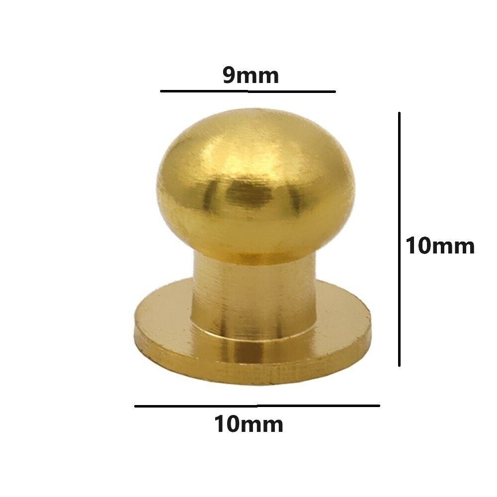 50pcs M3 Round Head Solid Brass Stud Screw Rivet Chicago Button Leather Craft