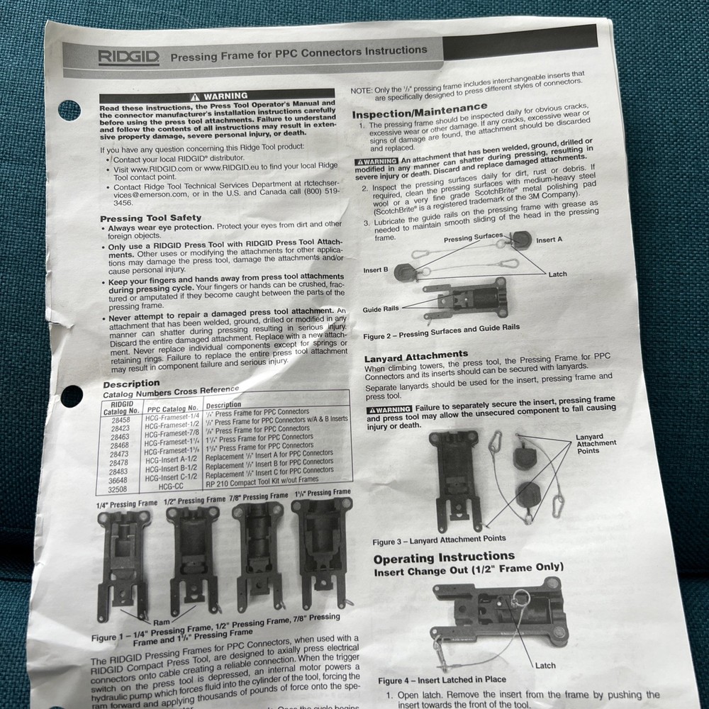 Ridgid Press frames 1/2" 1-5/8 ppc hcg
