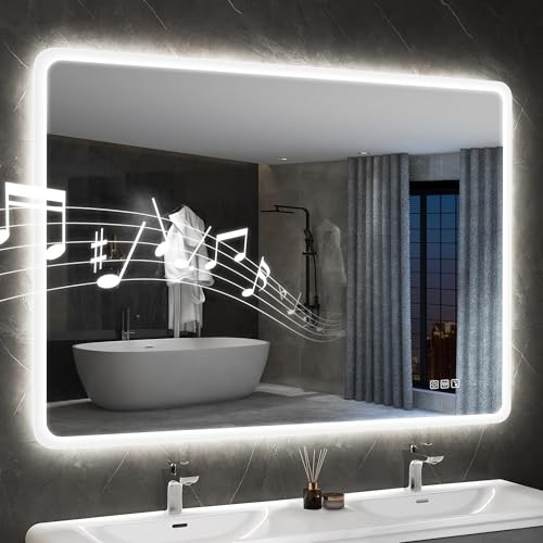 LED-Lighted-Bathroom-Mirror, Wall-Mounted-Dimmable-Vanity-Mirror, 32"x24"