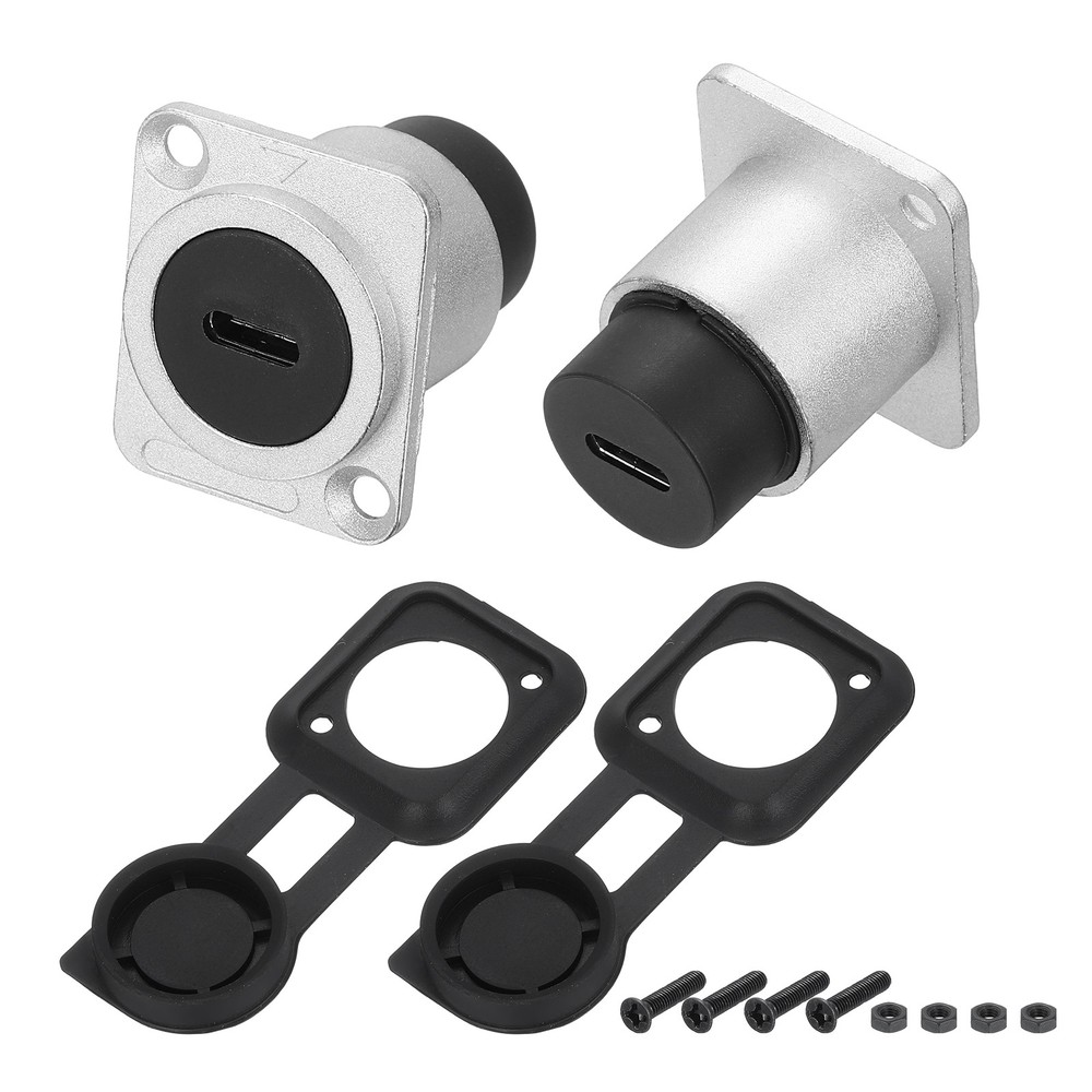 2Pcs Type C Panel Mount Coupler, D-Type USB C Pass Through 10Gbps Silver