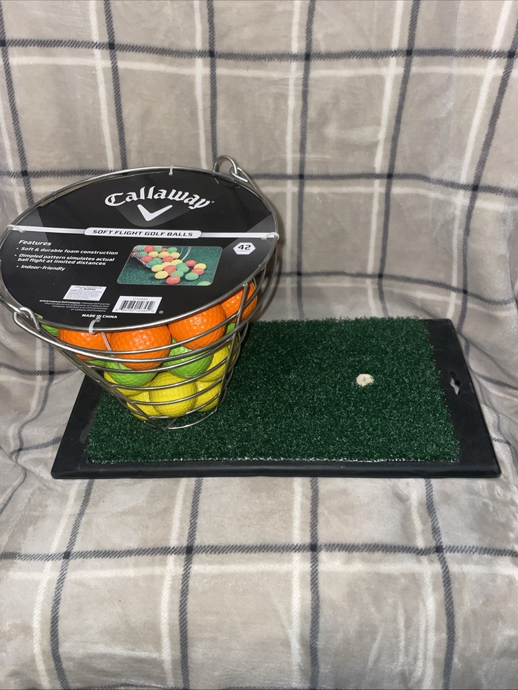 Callaway Assorted Soft Flight Golf Balls & Launch Zone Hitting Mat W/Rubber Back