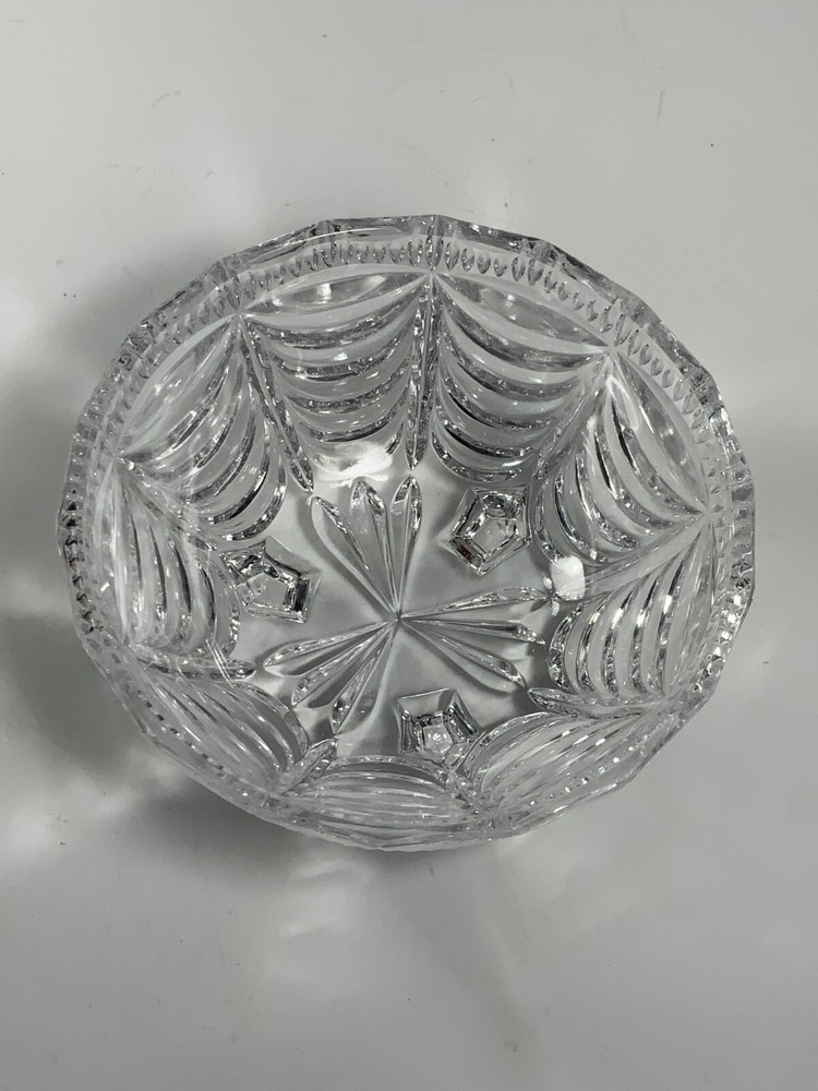 Vintage Cut Crystal Drape Pattern Candy Dish & Lid 8 in.