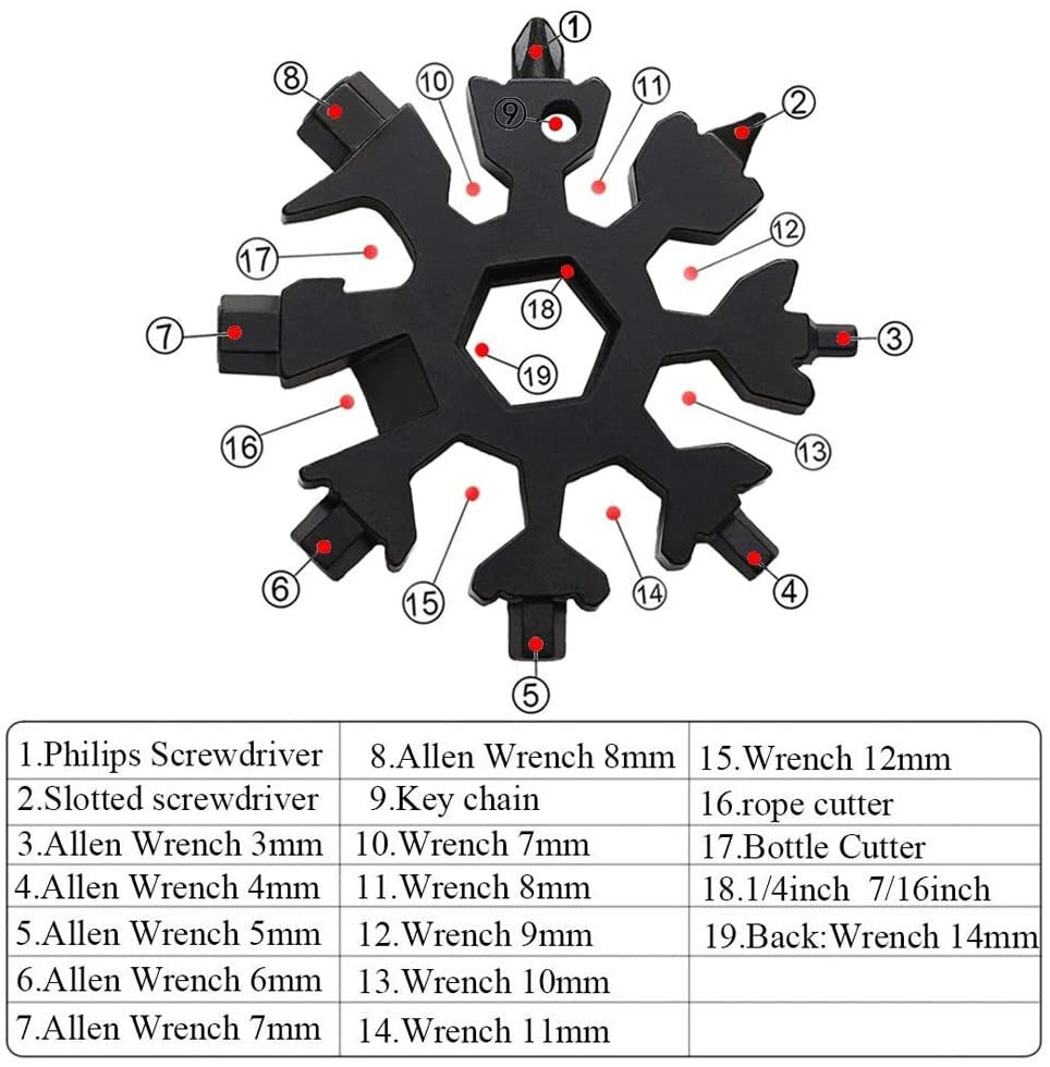 Portable Stainless Steel 18in1 Multi-Tool Snowflake Screwdriver 2 pack black